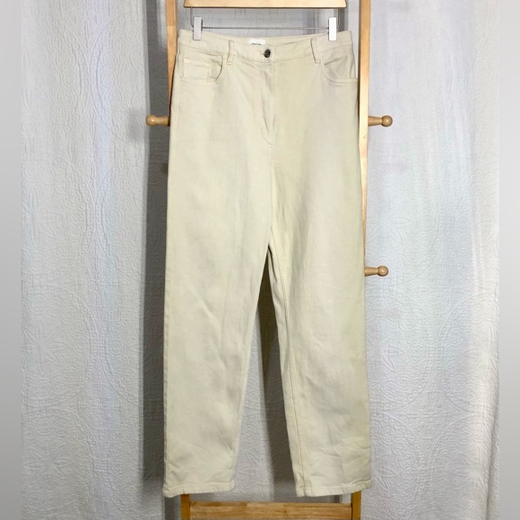 Excellent Summery Aritzia Wilfred Free Ecru High Rise Straight Leg Jeans, Sz 10 - Picture 1 of 4
